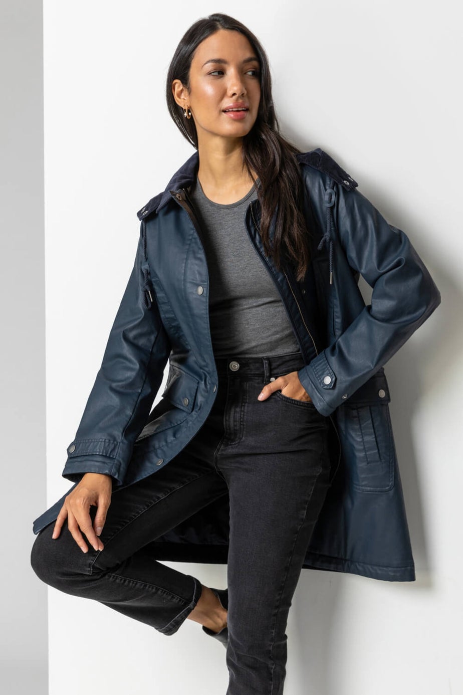 Roman Navy Waxed Longline Hooded Coat