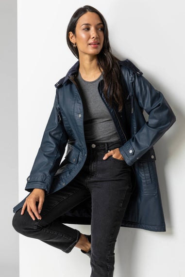 Roman Navy Waxed Longline Hooded Coat