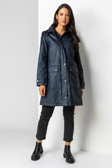Roman Navy Waxed Longline Hooded Coat