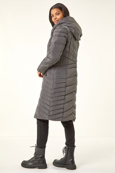 Roman Charcoal Hooded Quilted Coat