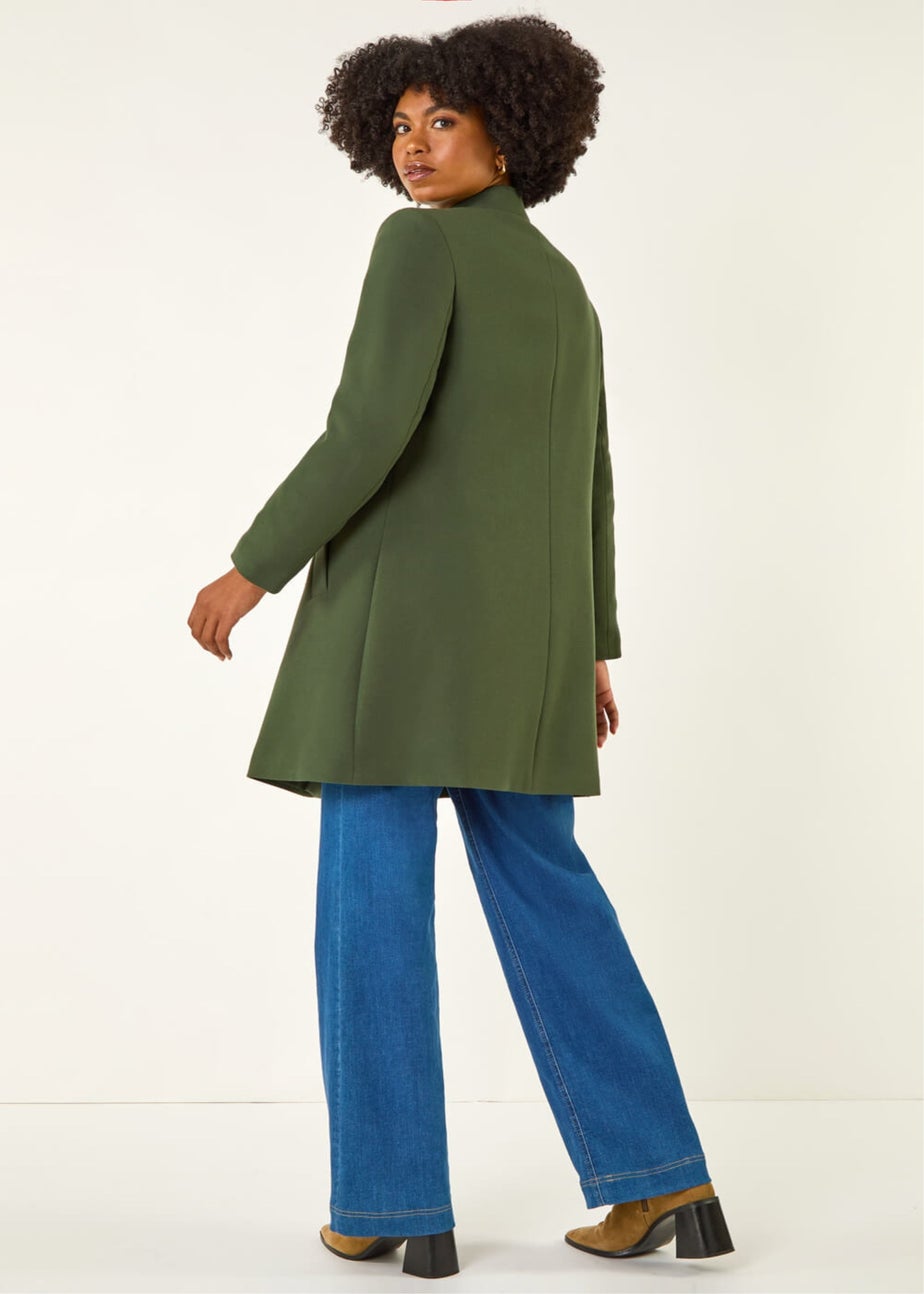 Roman Khaki Buttoned Swing Coat