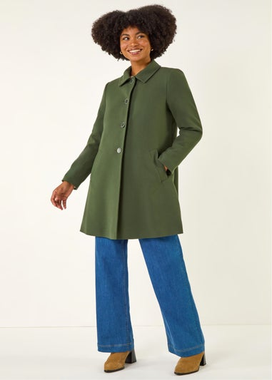 Roman Khaki Buttoned Swing Coat