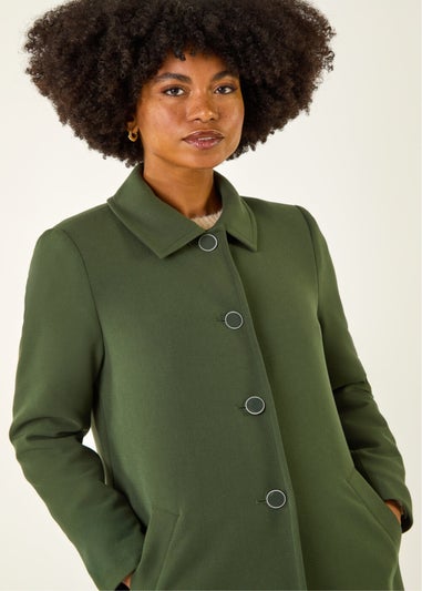 Roman Khaki Buttoned Swing Coat