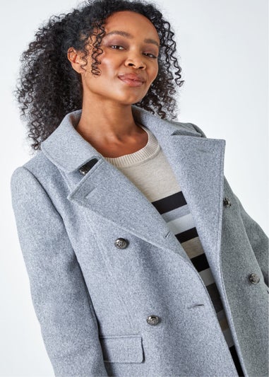 Roman Grey Petite Double Breasted Military Coat