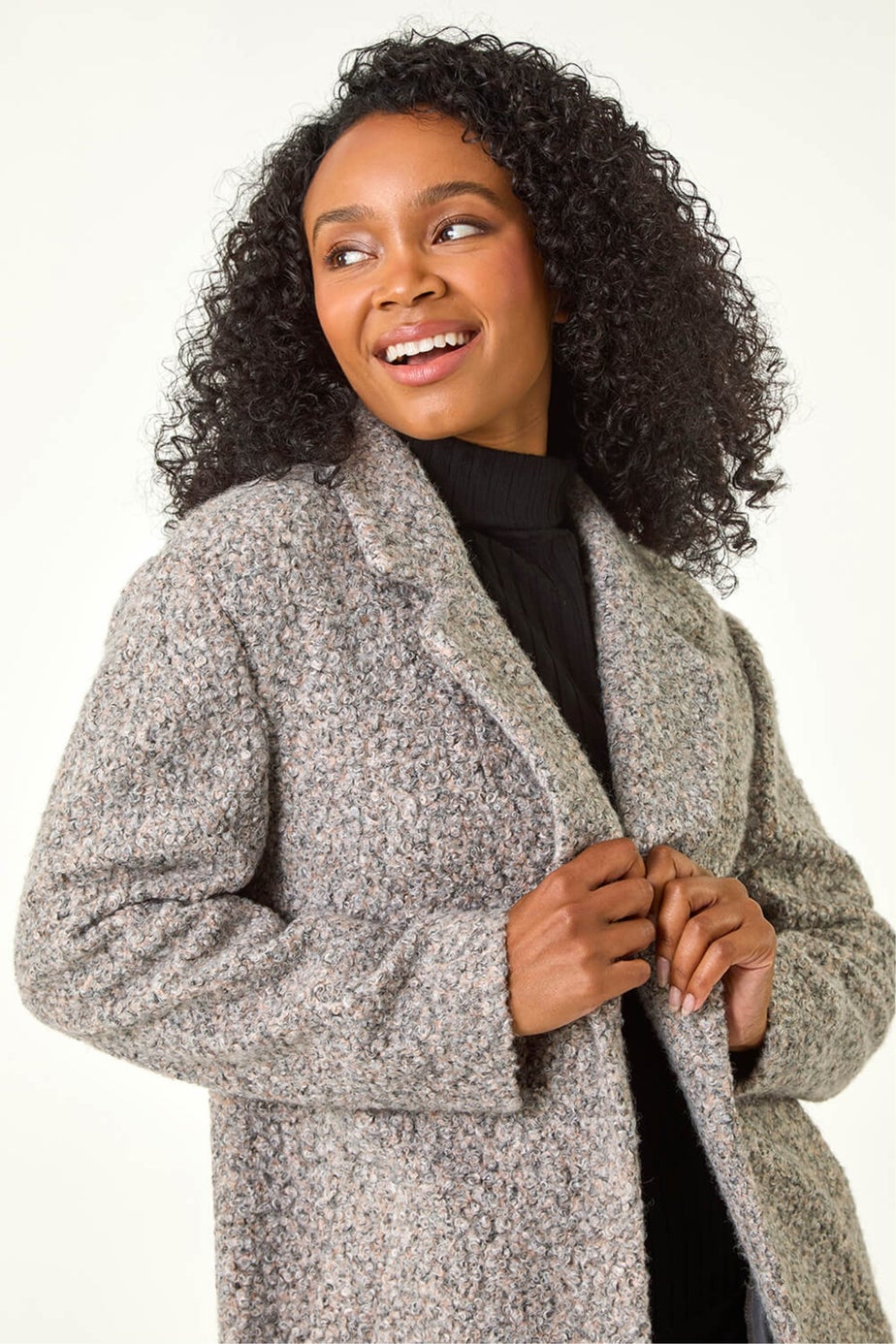 Roman Light Pink Petite Textured Boucle Coat