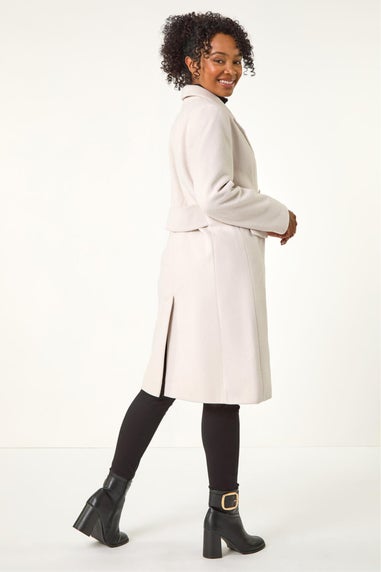 Roman Ivory Petite Double Breasted Coat