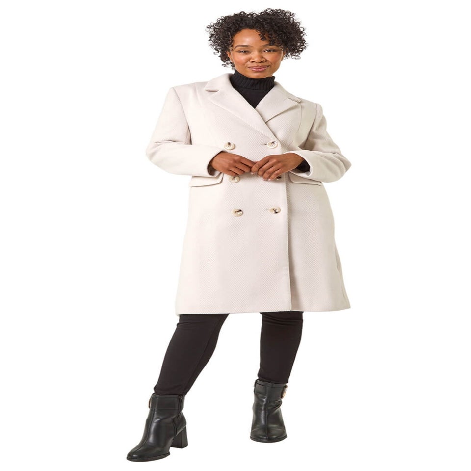 Roman Ivory Petite Double Breasted Coat
