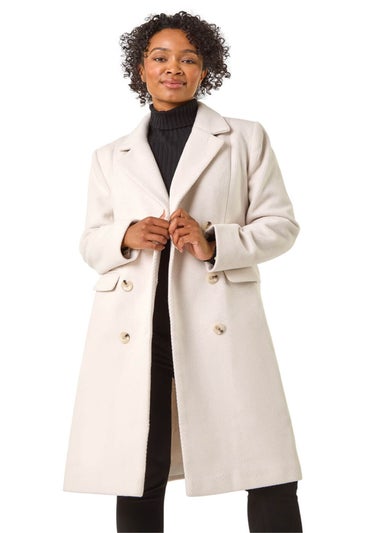 Roman Ivory Petite Double Breasted Coat