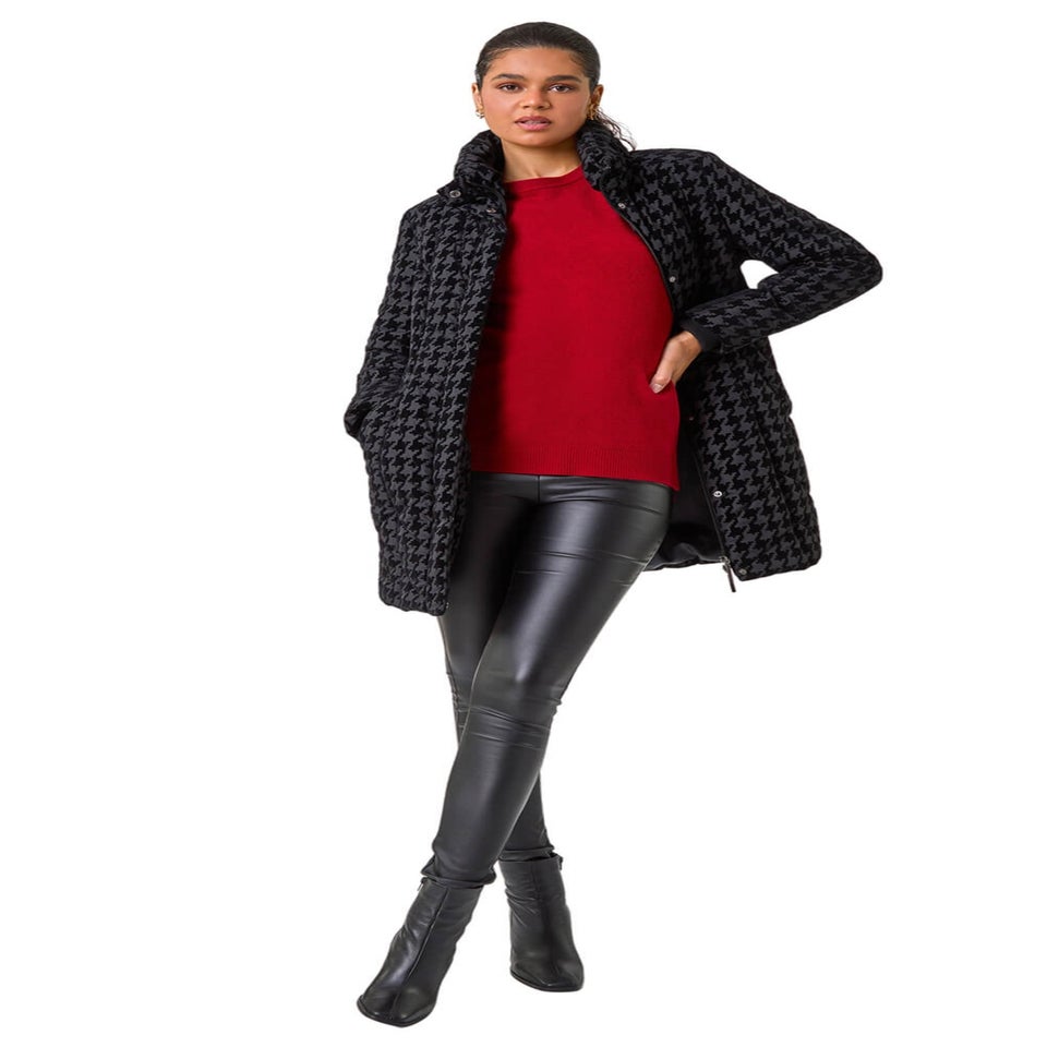 Roman Black Dogtooth Flock Coat