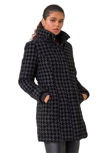 Roman Black Dogtooth Flock Coat