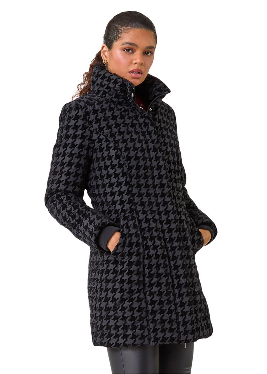 Roman Black Dogtooth Flock Coat