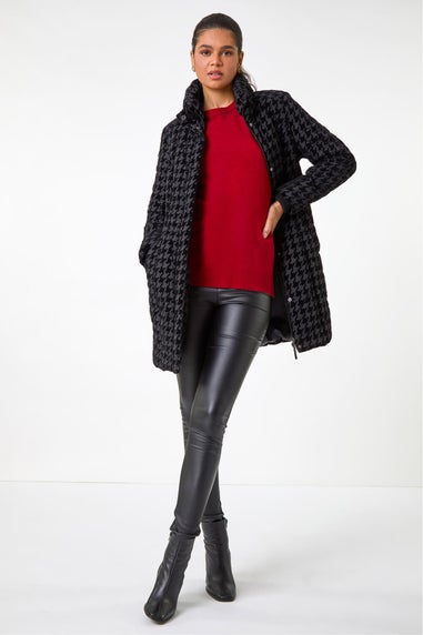 Roman Black Dogtooth Flock Coat