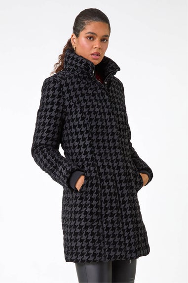Roman Black Dogtooth Flock Coat