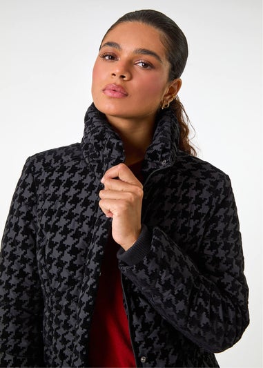 Roman Black Dogtooth Flock Coat