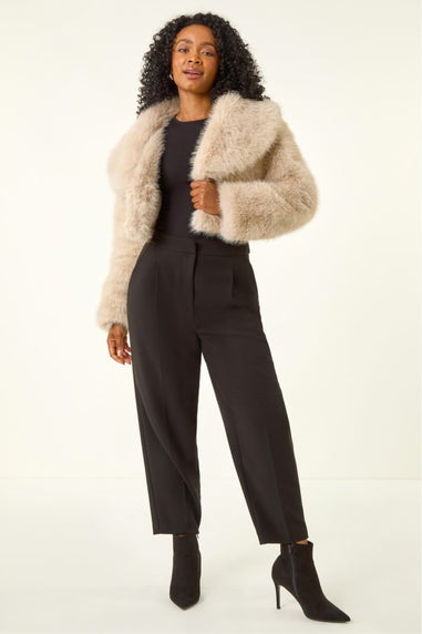 Roman Stone Petite Cropped Fur Coat
