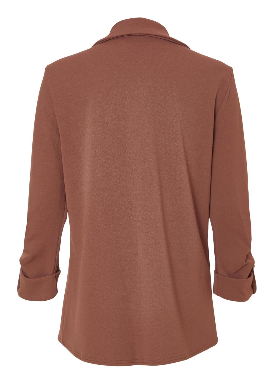 Quiz Brown Ruched Sleeve Blazer