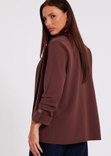 Quiz Brown Ruched Sleeve Blazer