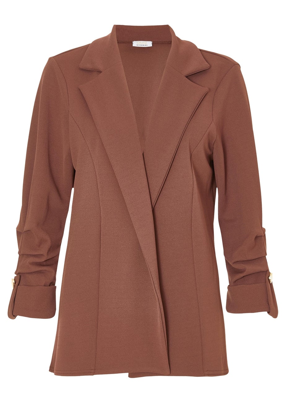 Quiz Brown Ruched Sleeve Blazer