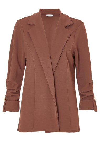Quiz Brown Ruched Sleeve Blazer
