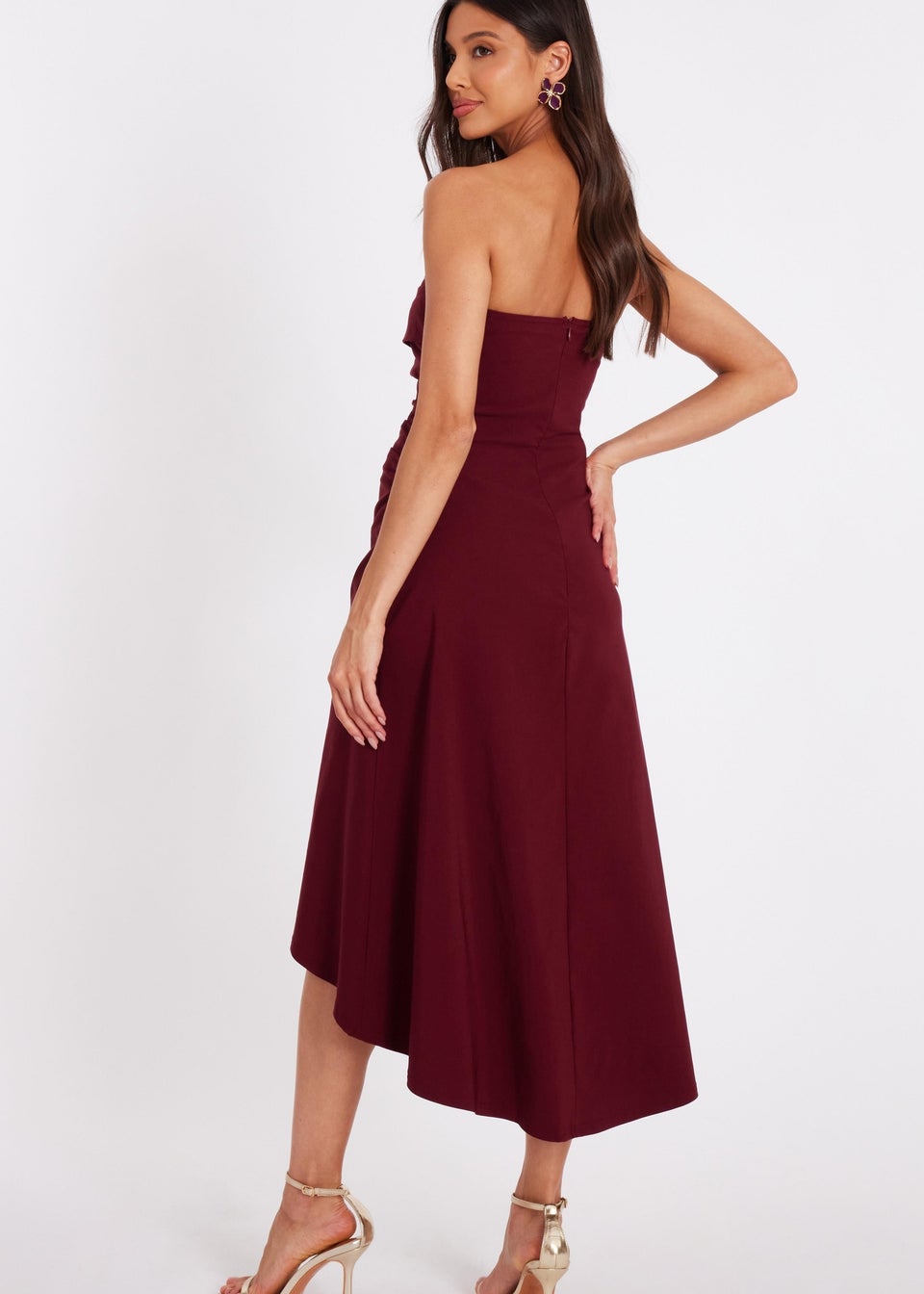 Quiz Burgundy Bandeau Midi Dress