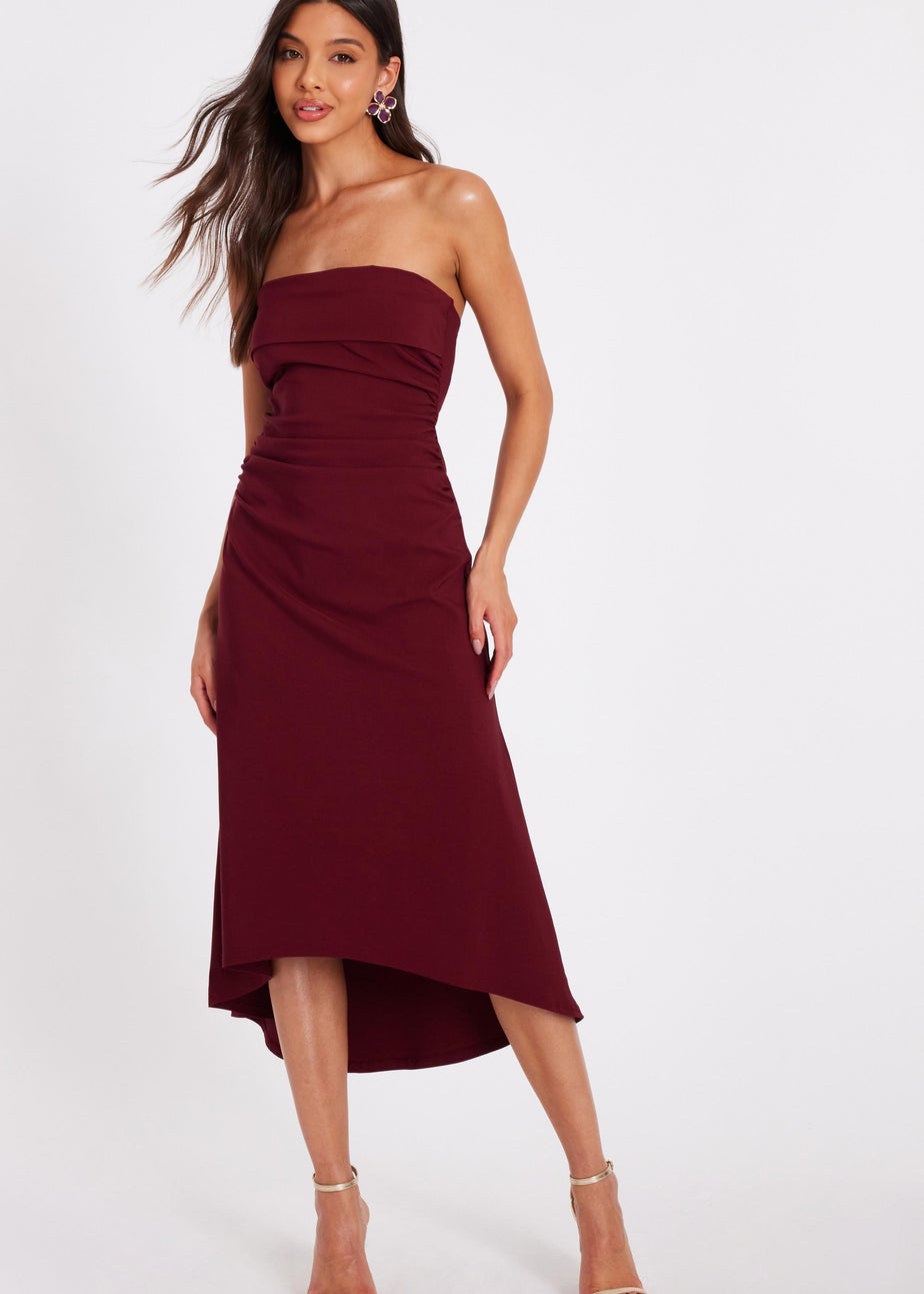 Quiz Burgundy Bandeau Midi Dress