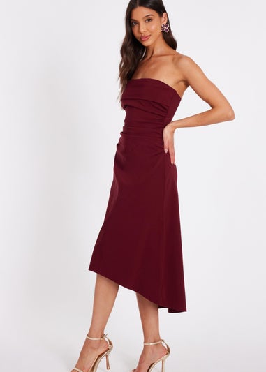 Quiz Burgundy Bandeau Midi Dress