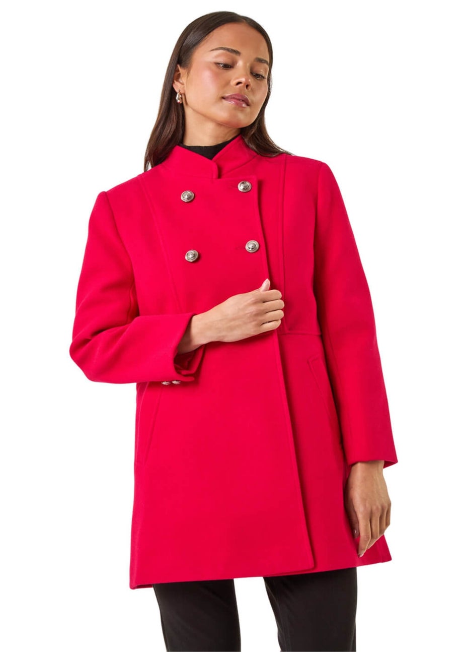 Roman Red Petite Military Buttoned Coat