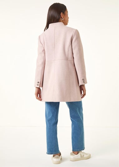 Roman Light Pink Petite Military Buttoned Coat