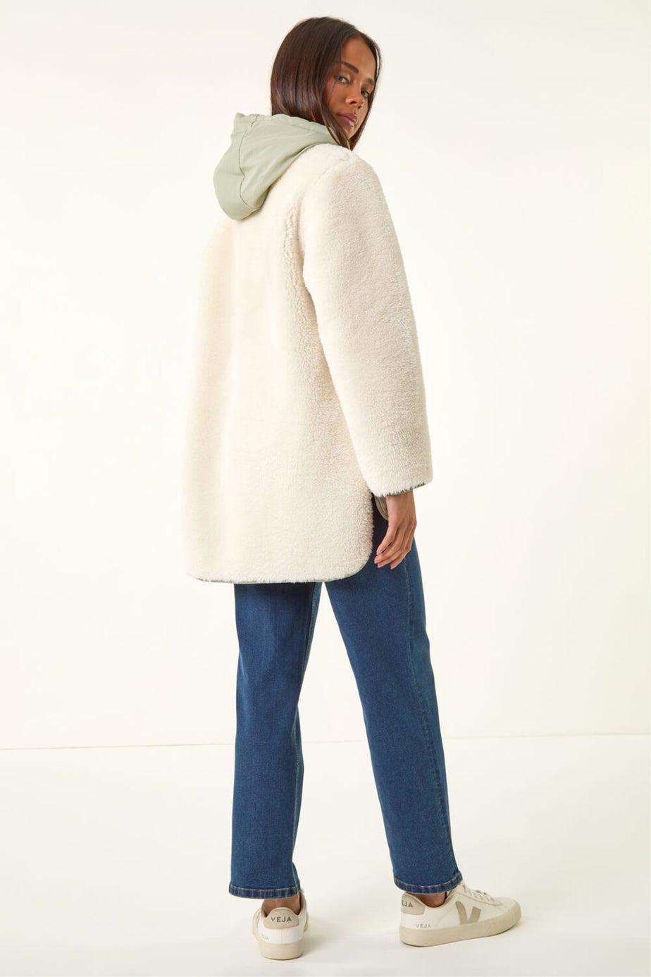 Roman Khaki Petite Borg Quilted Coat