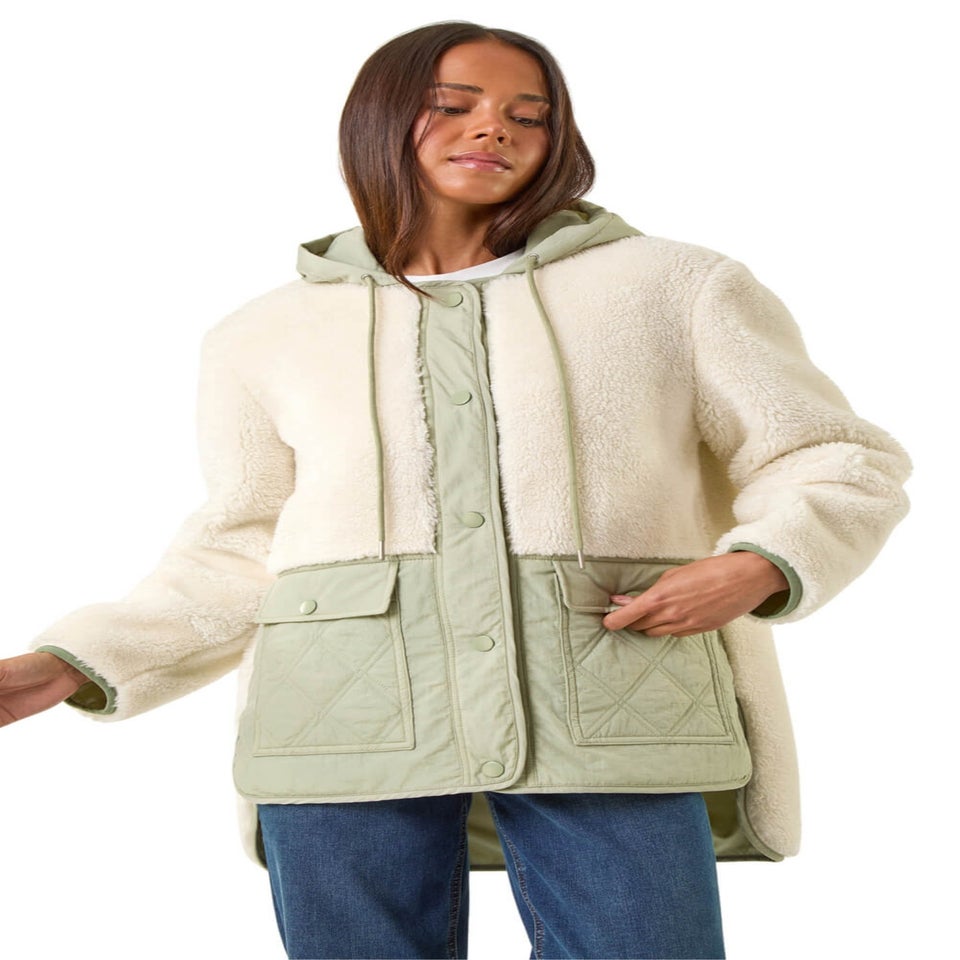 Roman Khaki Petite Borg Quilted Coat