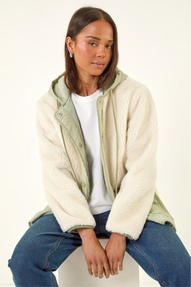 Roman Khaki Petite Borg Quilted Coat