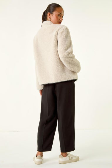 Roman Stone Petite Borg Contrast Button Coat