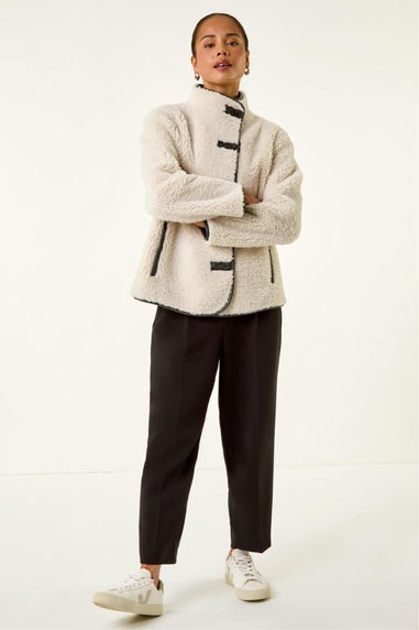 Roman Stone Petite Borg Contrast Button Coat