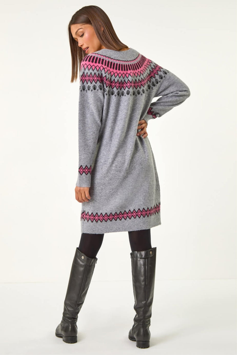 Roman Grey Fairisle Knitted Jumper Dress
