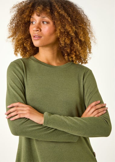 Roman Green Side Button Detail Stretch Swing Dress