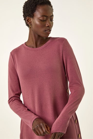 Roman Rose Side Button Detail Stretch Swing Dress