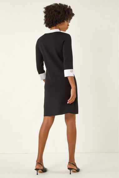 Roman Black Knitted Sparkle Button Dress