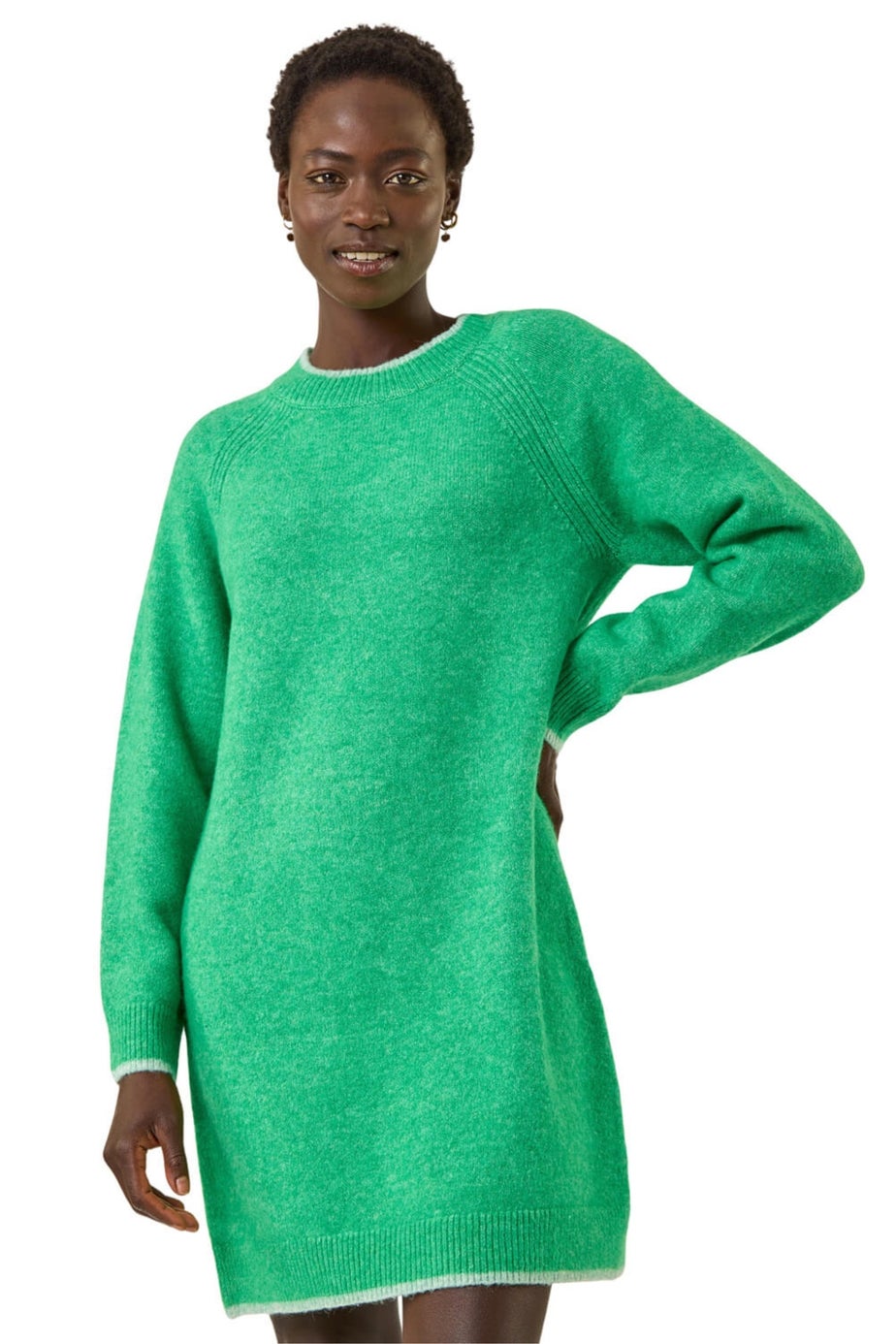 Roman Green High Neck Knitted Shift Dress