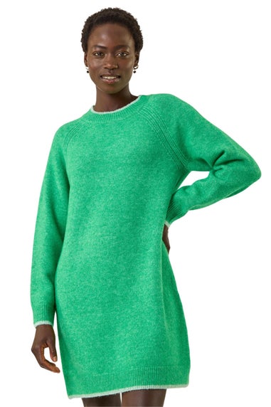 Roman Green High Neck Knitted Shift Dress