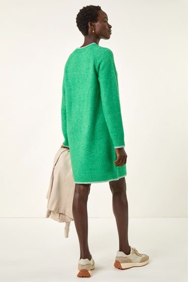Roman Green High Neck Knitted Shift Dress