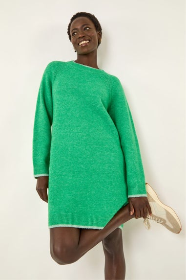 Roman Green High Neck Knitted Shift Dress