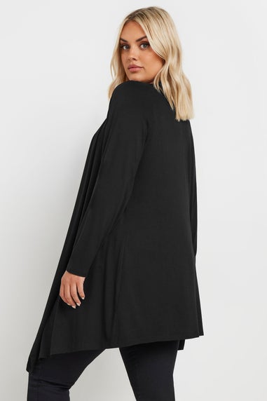 Yours Curve Black Edge To Edge Waterfall Jersey Cardigan