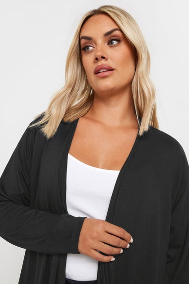 Yours Curve Black Edge To Edge Waterfall Jersey Cardigan