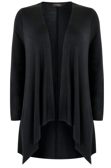 Yours Curve Black Edge To Edge Waterfall Jersey Cardigan