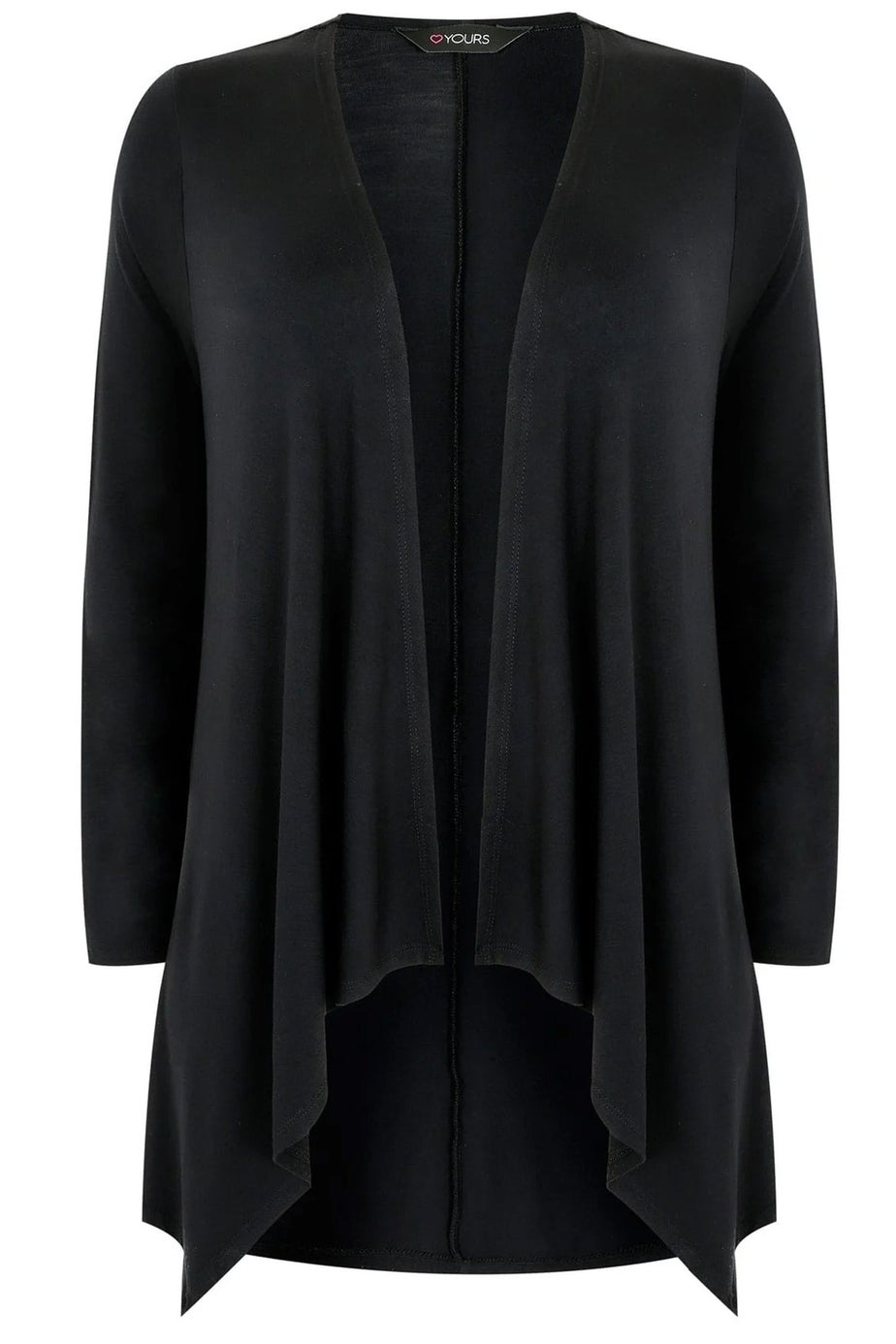 Yours Curve Black Edge To Edge Waterfall Jersey Cardigan