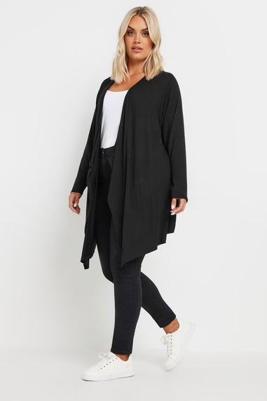 Yours Curve Black Edge To Edge Waterfall Jersey Cardigan