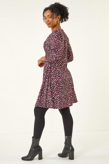 Roman Pink Petite Spot Tie Front Dress