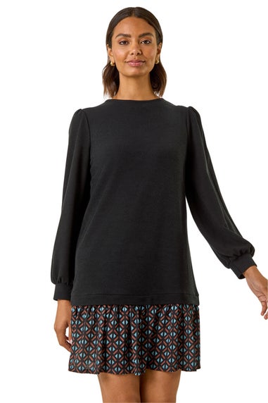 Roman Black Geometric Mix Print Mini Dress