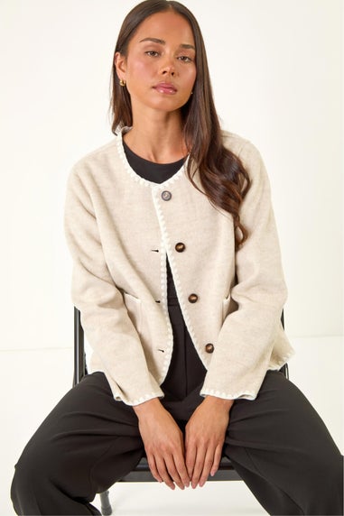 Roman Stone Petite Blanket Stitch Jacket