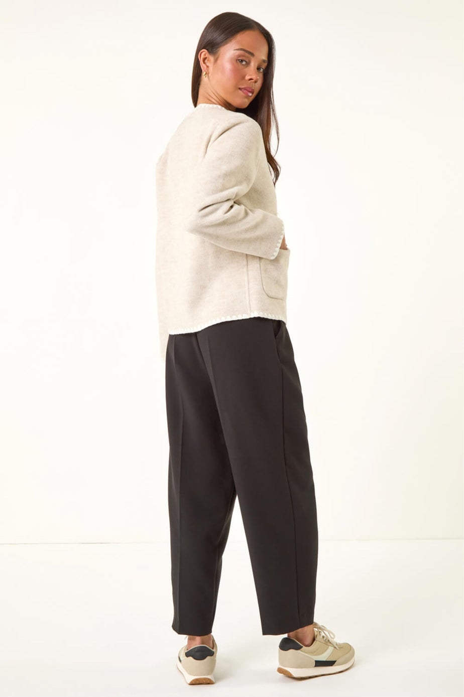 Roman Stone Petite Blanket Stitch Jacket